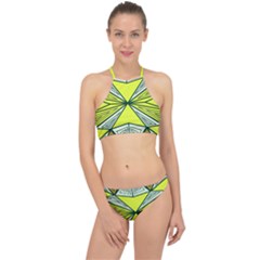 Abstract Pattern Geometric Backgrounds  Racer Front Bikini Set by Eskimos