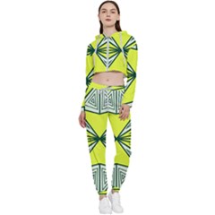 Abstract Pattern Geometric Backgrounds  Cropped Zip Up Lounge Set by Eskimos