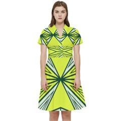 Abstract Pattern Geometric Backgrounds  Short Sleeve Waist Detail Dress by Eskimos