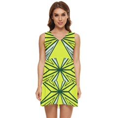 Abstract Pattern Geometric Backgrounds  Tiered Sleeveless Mini Dress