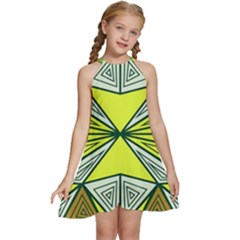 Abstract Pattern Geometric Backgrounds  Kids  Halter Collar Waist Tie Chiffon Dress by Eskimos