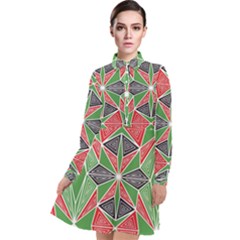 Abstract Pattern Geometric Backgrounds  Long Sleeve Chiffon Shirt Dress by Eskimos