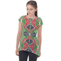 Abstract Pattern Geometric Backgrounds  Cap Sleeve High Low Top by Eskimos