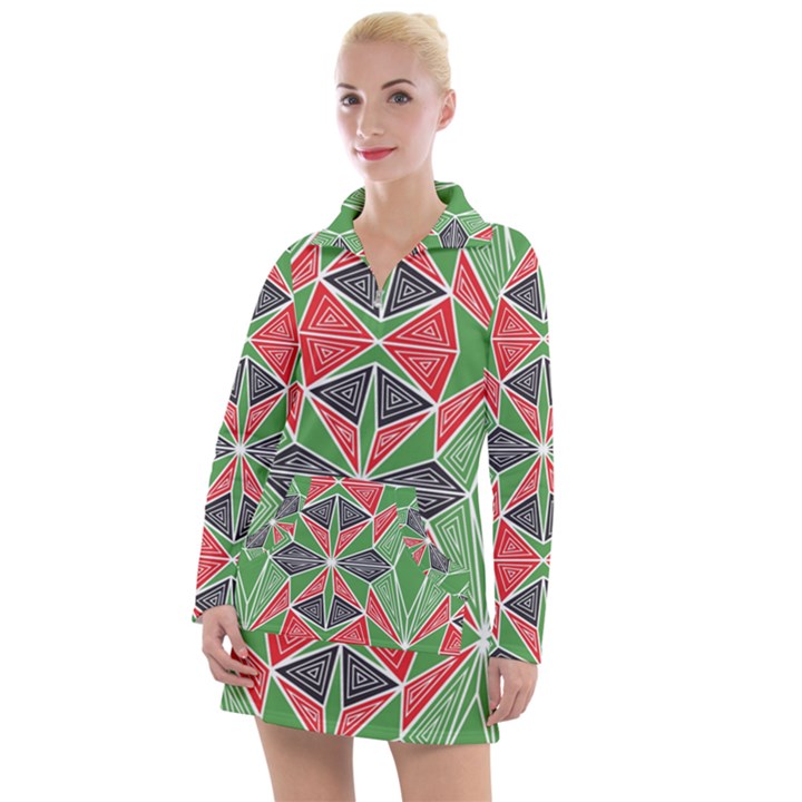 Abstract pattern geometric backgrounds  Women s Long Sleeve Casual Dress