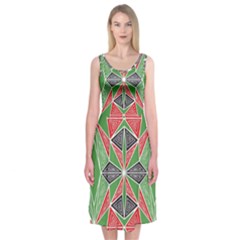 Abstract Pattern Geometric Backgrounds  Midi Sleeveless Dress by Eskimos