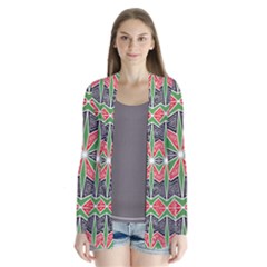 Abstract Pattern Geometric Backgrounds  Drape Collar Cardigan by Eskimos