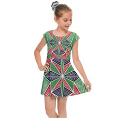 Abstract Pattern Geometric Backgrounds  Kids  Cap Sleeve Dress