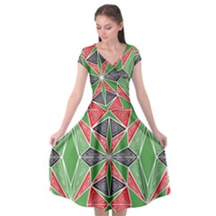 Abstract Pattern Geometric Backgrounds  Cap Sleeve Wrap Front Dress by Eskimos