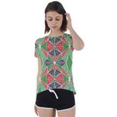 Abstract Pattern Geometric Backgrounds  Short Sleeve Foldover Tee by Eskimos