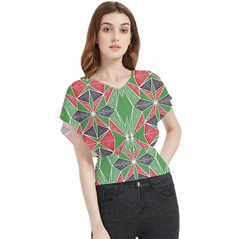 Abstract Pattern Geometric Backgrounds  Butterfly Chiffon Blouse by Eskimos