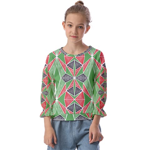 Abstract Pattern Geometric Backgrounds  Kids  Cuff Sleeve Top by Eskimos