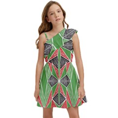 Abstract Pattern Geometric Backgrounds  Kids  One Shoulder Party Dress by Eskimos