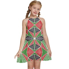 Abstract Pattern Geometric Backgrounds  Kids  Halter Collar Waist Tie Chiffon Dress by Eskimos