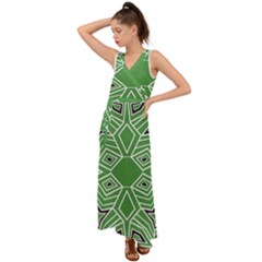 Abstract Pattern Geometric Backgrounds  V-neck Chiffon Maxi Dress by Eskimos