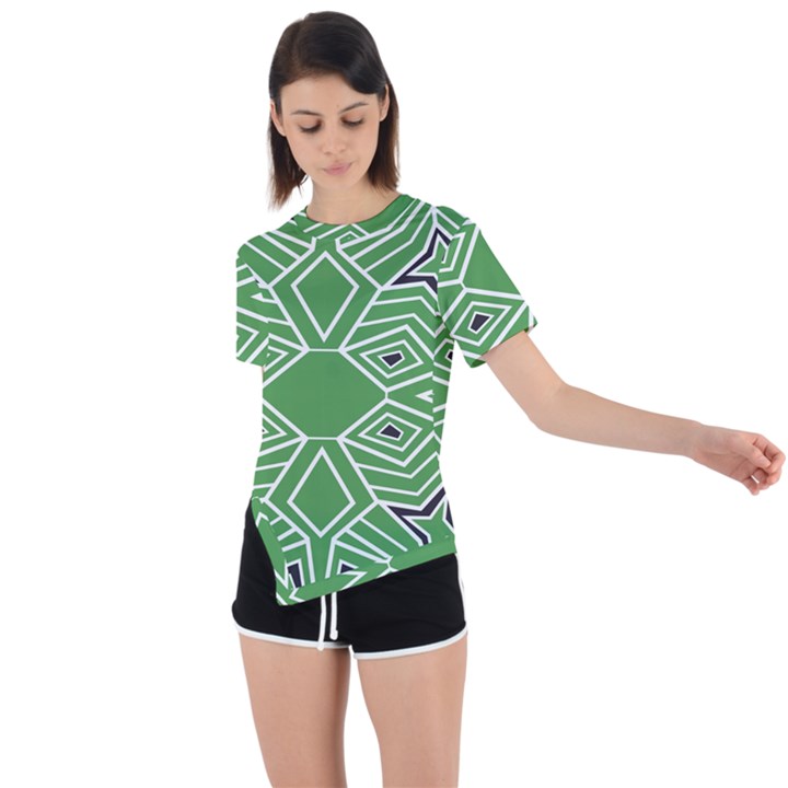 Abstract pattern geometric backgrounds  Asymmetrical Short Sleeve Sports Tee