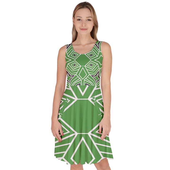 Abstract pattern geometric backgrounds  Knee Length Skater Dress With Pockets