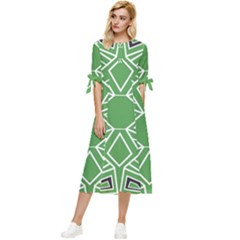 Abstract Pattern Geometric Backgrounds  Bow Sleeve Chiffon Midi Dress