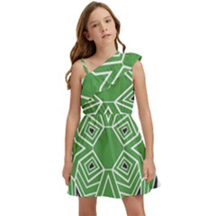 Abstract Pattern Geometric Backgrounds  Kids  One Shoulder Party Dress