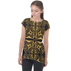 Abstract Pattern Geometric Backgrounds Cap Sleeve High Low Top by Eskimos