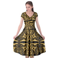 Abstract Pattern Geometric Backgrounds Cap Sleeve Wrap Front Dress by Eskimos