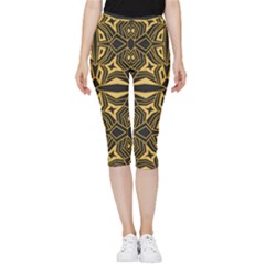 Abstract Pattern Geometric Backgrounds Inside Out Lightweight Velour Capri Leggings  by Eskimos