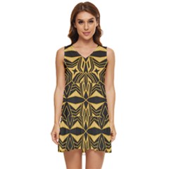 Abstract Pattern Geometric Backgrounds Tiered Sleeveless Mini Dress