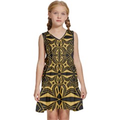 Abstract Pattern Geometric Backgrounds Kids  Sleeveless Tiered Mini Dress by Eskimos