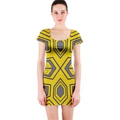 Abstract Pattern Geometric Backgrounds Short Sleeve Bodycon Dress by Eskimos