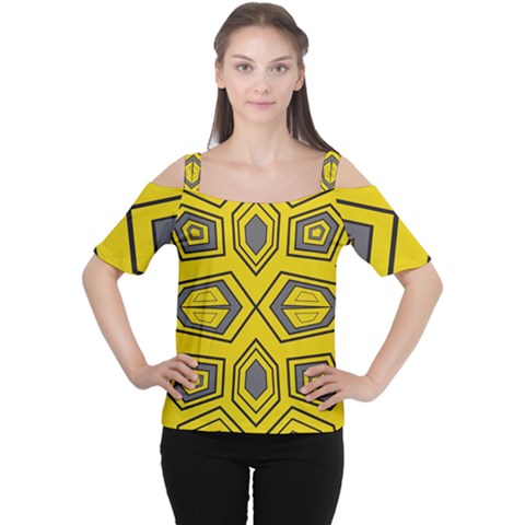 Abstract Pattern Geometric Backgrounds Cutout Shoulder Tee by Eskimos