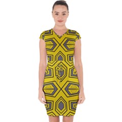 Abstract Pattern Geometric Backgrounds Capsleeve Drawstring Dress  by Eskimos