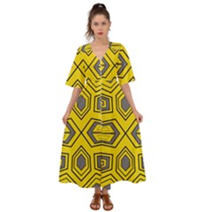 Abstract Pattern Geometric Backgrounds Kimono Sleeve Boho Dress by Eskimos