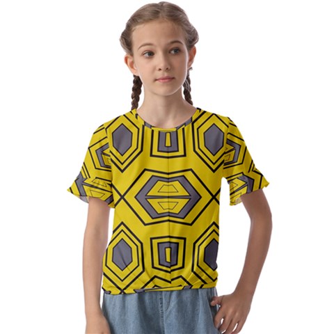 Abstract Pattern Geometric Backgrounds Kids  Cuff Sleeve Scrunch Bottom Tee by Eskimos