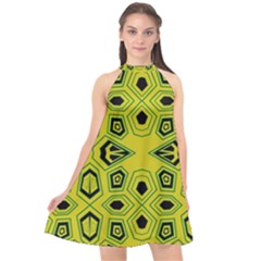 Abstract Pattern Geometric Backgrounds  Halter Neckline Chiffon Dress  by Eskimos