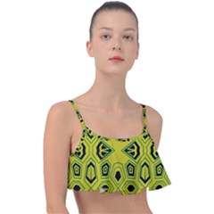 Abstract Pattern Geometric Backgrounds  Frill Bikini Top by Eskimos