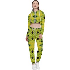 Abstract Pattern Geometric Backgrounds  Cropped Zip Up Lounge Set by Eskimos