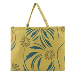 Folk Flowers Print Floral Pattern Ethnic Art Zipper Large Tote Bag by Eskimos