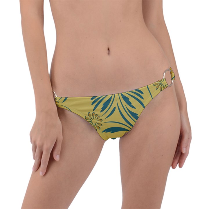 Folk flowers print Floral pattern Ethnic art Ring Detail Bikini Bottom