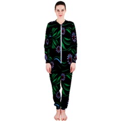 Folk Flowers Print Floral Pattern Ethnic Art Onepiece Jumpsuit (ladies) by Eskimos