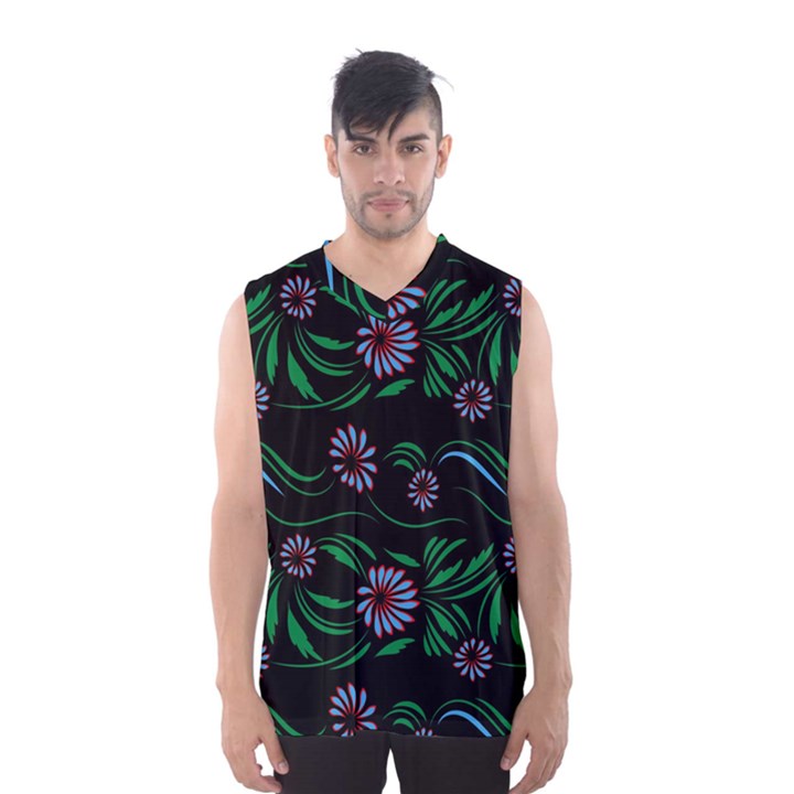 Folk flowers print Floral pattern Ethnic art Men s Basketball Tank Top