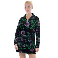 Folk Flowers Print Floral Pattern Ethnic Art Women s Long Sleeve Casual Dress by Eskimos