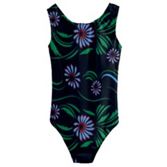 Folk Flowers Print Floral Pattern Ethnic Art Kids  Cut-out Back One Piece Swimsuit by Eskimos