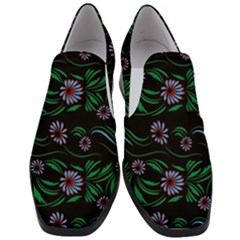 Folk Flowers Print Floral Pattern Ethnic Art Women Slip On Heel Loafers by Eskimos