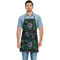 Folk Flowers Print Floral Pattern Ethnic Art Kitchen Apron by Eskimos