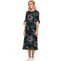 Folk flowers print Floral pattern Ethnic art Bow Sleeve Chiffon Midi Dress View2