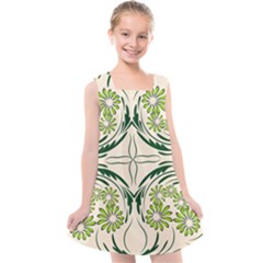 Folk Flowers Print Floral Pattern Ethnic Art Kids  Cross Back Dress by Eskimos