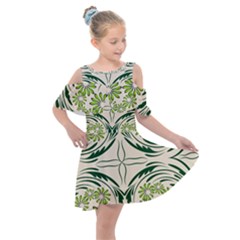 Folk Flowers Print Floral Pattern Ethnic Art Kids  Shoulder Cutout Chiffon Dress by Eskimos