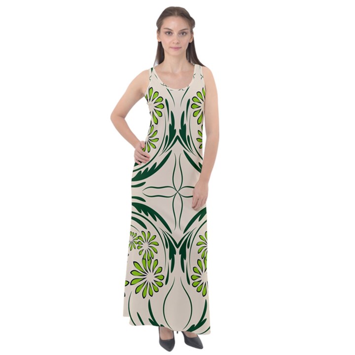 Folk flowers print Floral pattern Ethnic art Sleeveless Velour Maxi Dress