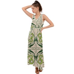 Folk Flowers Print Floral Pattern Ethnic Art V-neck Chiffon Maxi Dress by Eskimos