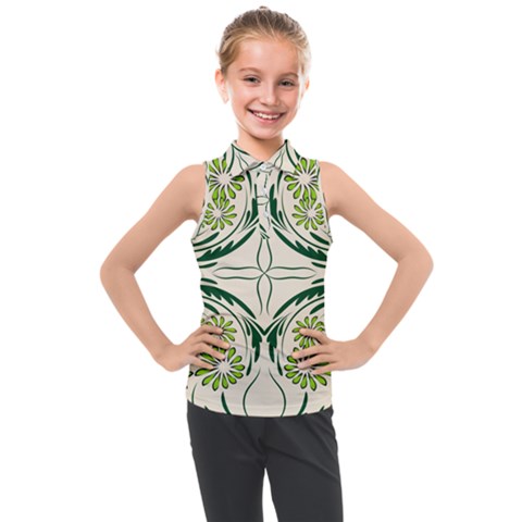 Folk Flowers Print Floral Pattern Ethnic Art Kids  Sleeveless Polo Tee by Eskimos