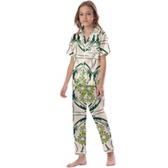 Folk Flowers Print Floral Pattern Ethnic Art Kids  Satin Short Sleeve Pajamas Set by Eskimos